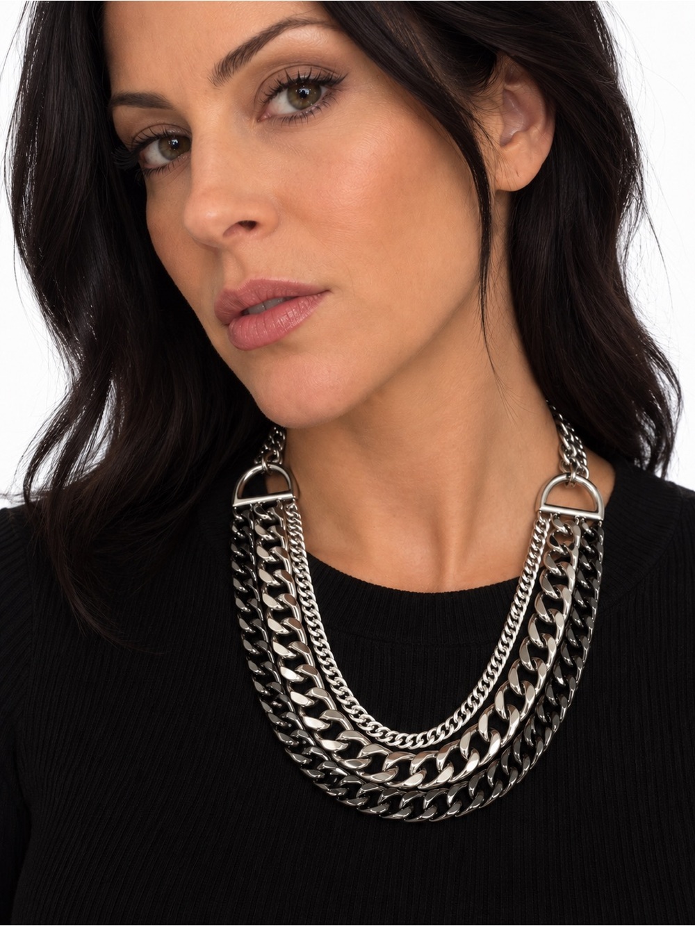 Stella & Dot Femme Fatale Statement Necklace Mixed Metal Heavy Chain Retired